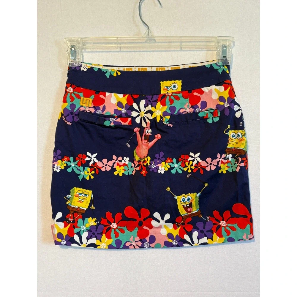 Loudmouth Golf Spongebob Squarepants Floral Skort Navy Blue Womens Size 0